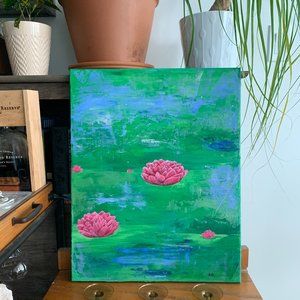 Acrylic Glossy Lotus Painting - Original Art